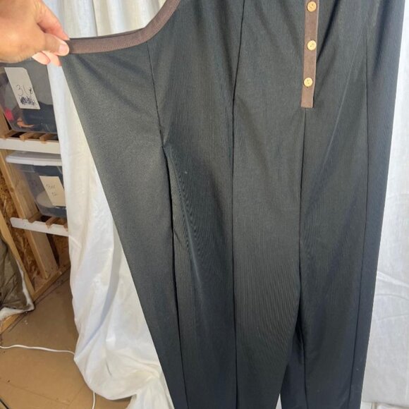 Cherfly Pull-on Black Jumpsuit with Brown Trim - Size XL - Picture 5 of 11